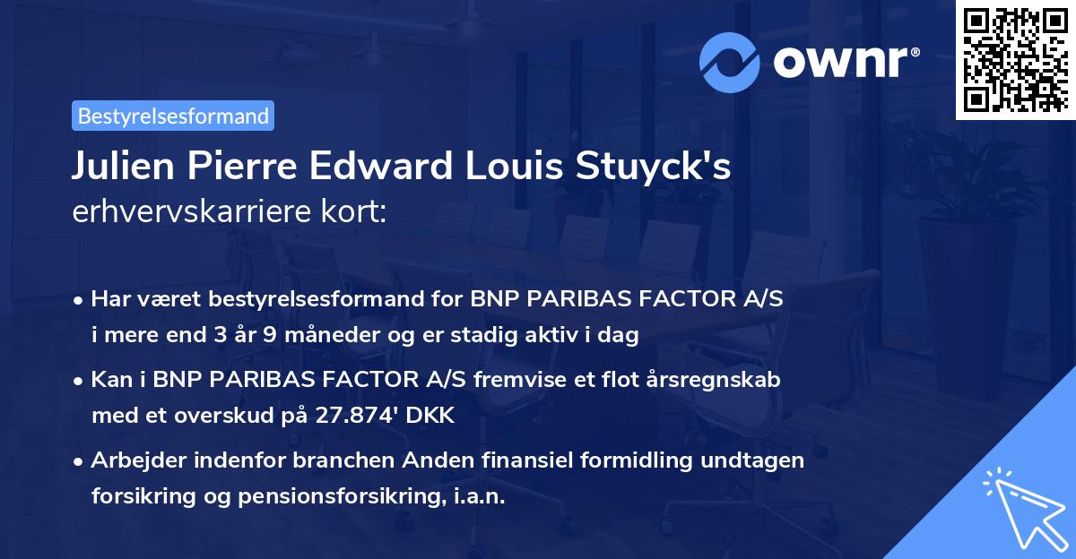 Julien Pierre Edward Louis Stuyck's erhvervskarriere kort