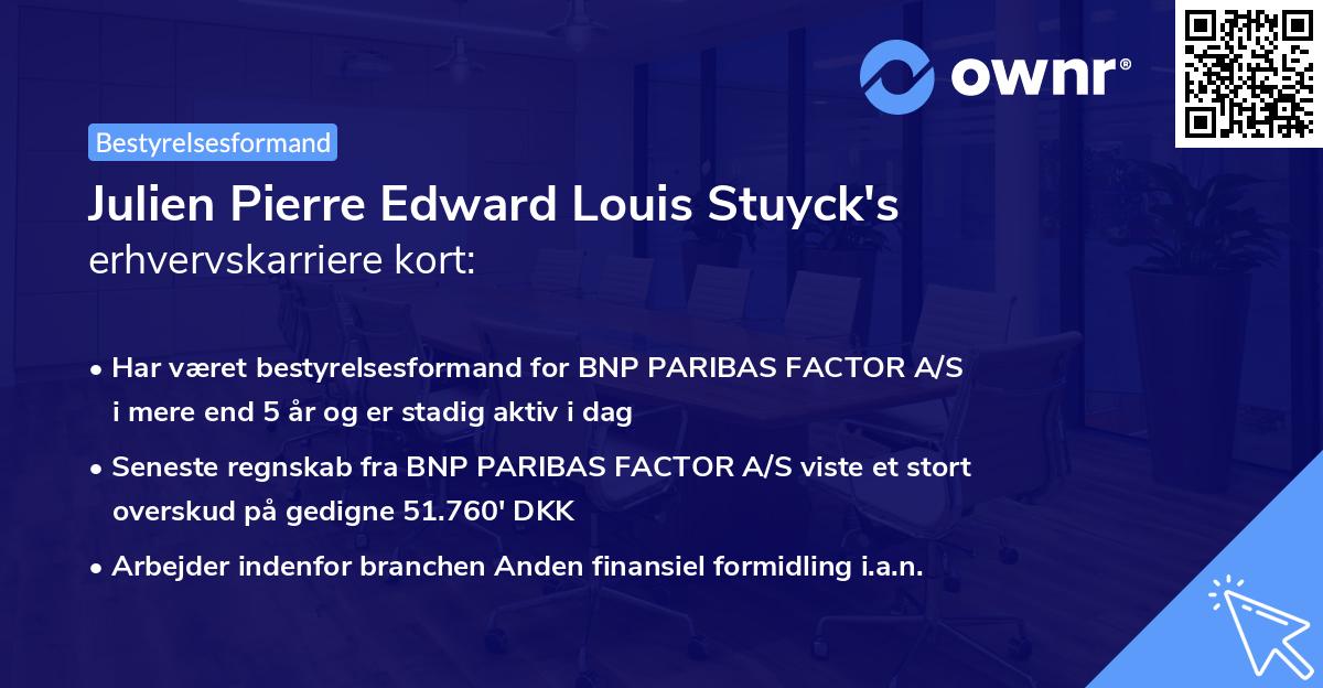 Julien Pierre Edward Louis Stuyck's erhvervskarriere kort