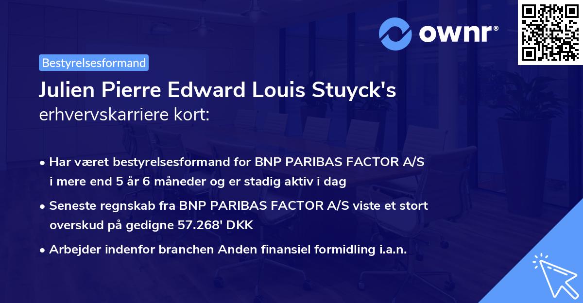 Julien Pierre Edward Louis Stuyck's erhvervskarriere kort