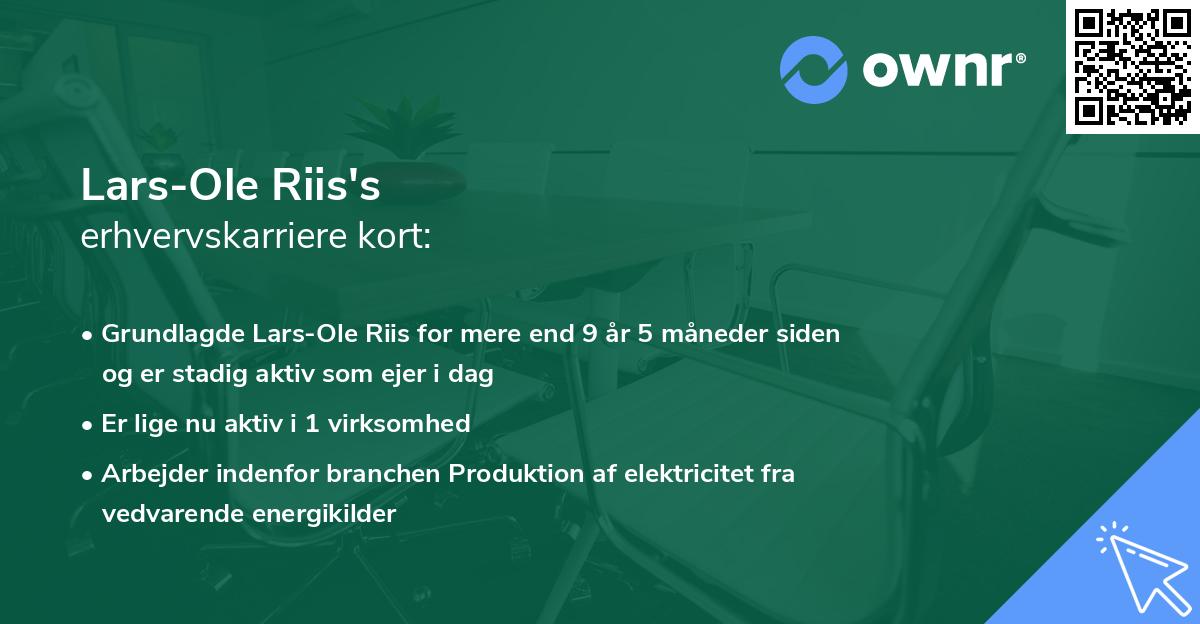 Lars-Ole Riis's erhvervskarriere kort