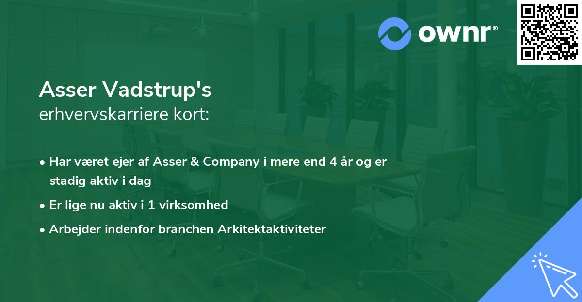 Asser Vadstrup's erhvervskarriere kort
