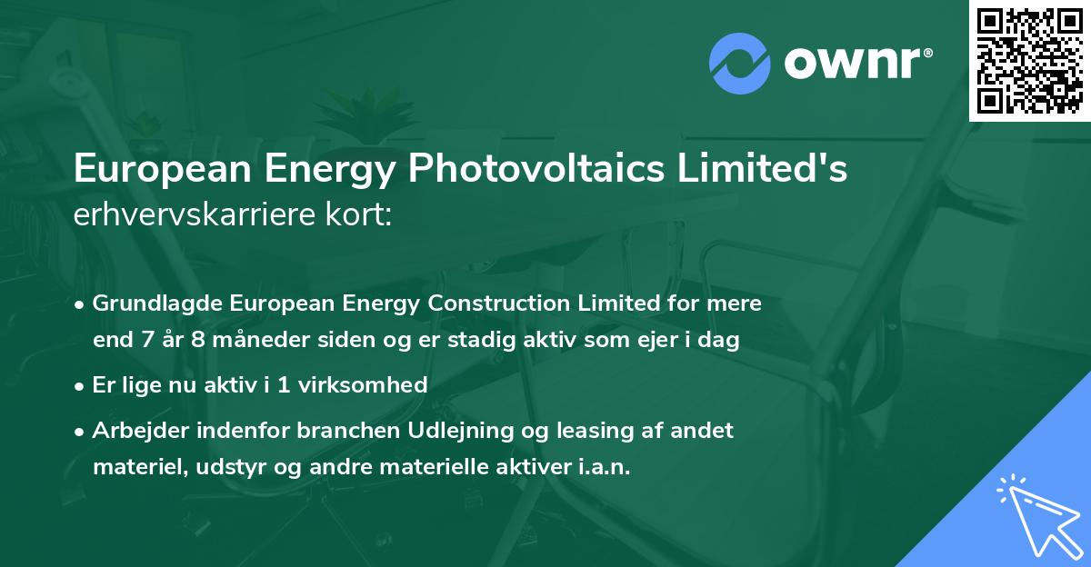 European Energy Photovoltaics Limited's erhvervskarriere kort