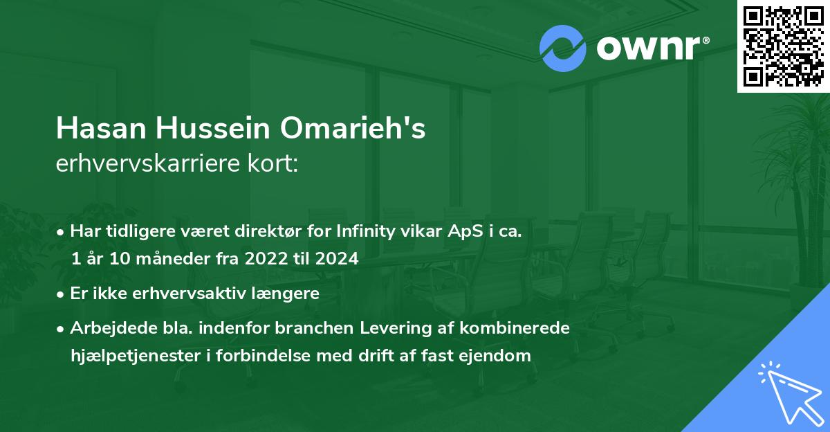 Hasan Hussein Omarieh's erhvervskarriere kort