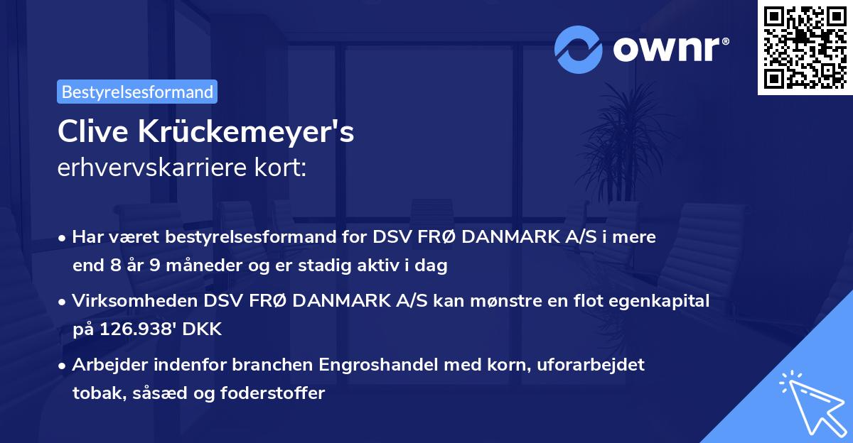 Clive Krückemeyer's erhvervskarriere kort