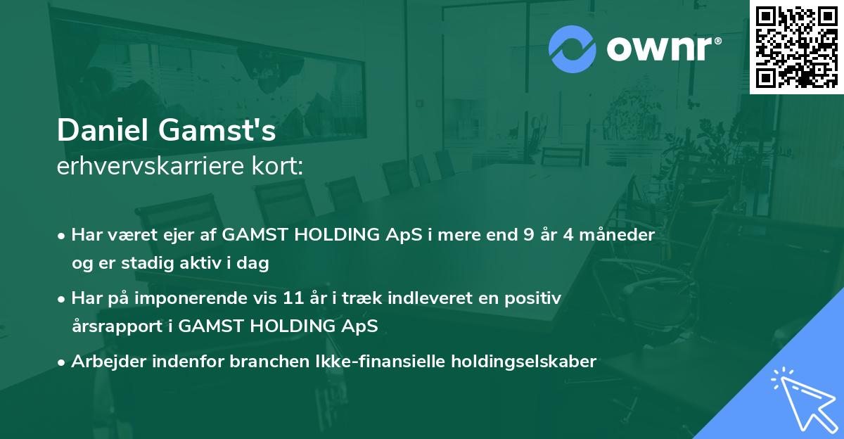 Daniel Gamst's erhvervskarriere kort