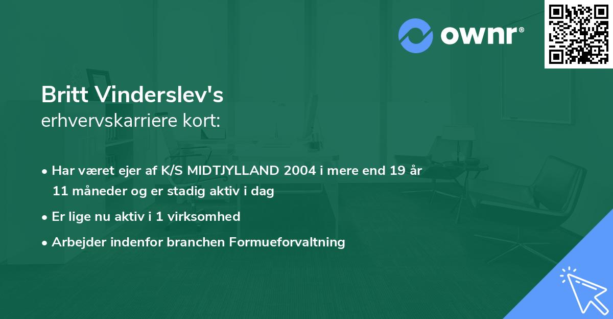 Britt Vinderslev's erhvervskarriere kort