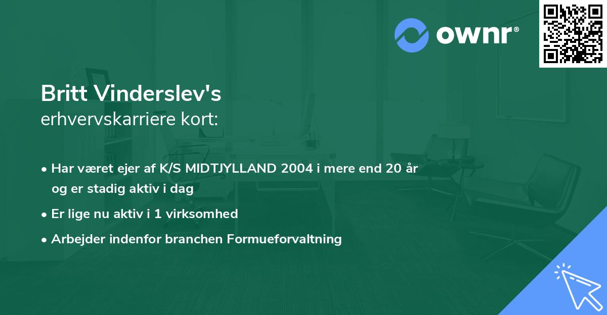 Britt Vinderslev's erhvervskarriere kort