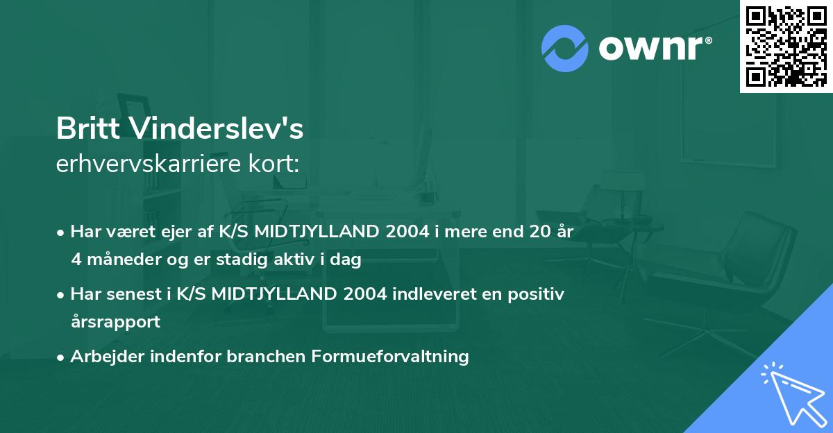 Britt Vinderslev's erhvervskarriere kort