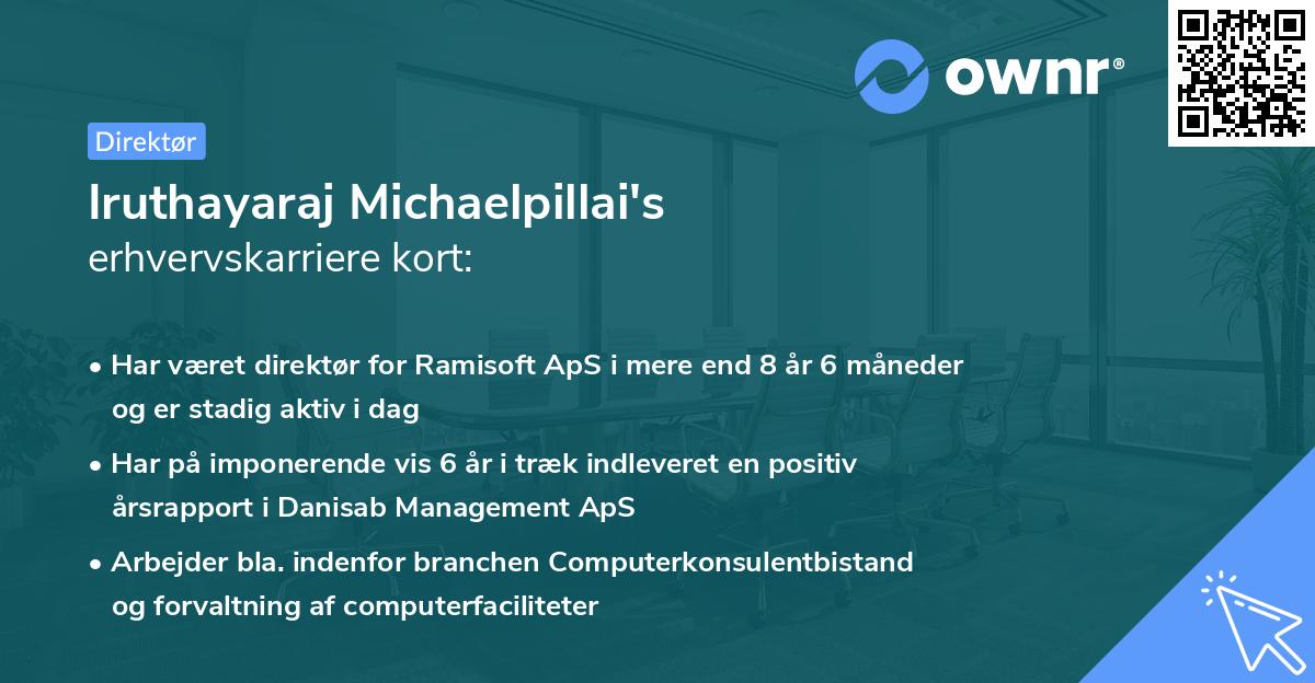 Iruthayaraj Michaelpillai's erhvervskarriere kort