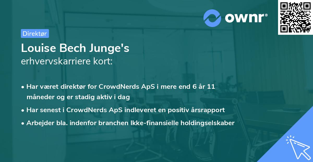 Louise Bech Junge's erhvervskarriere kort