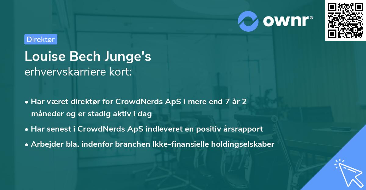 Louise Bech Junge's erhvervskarriere kort