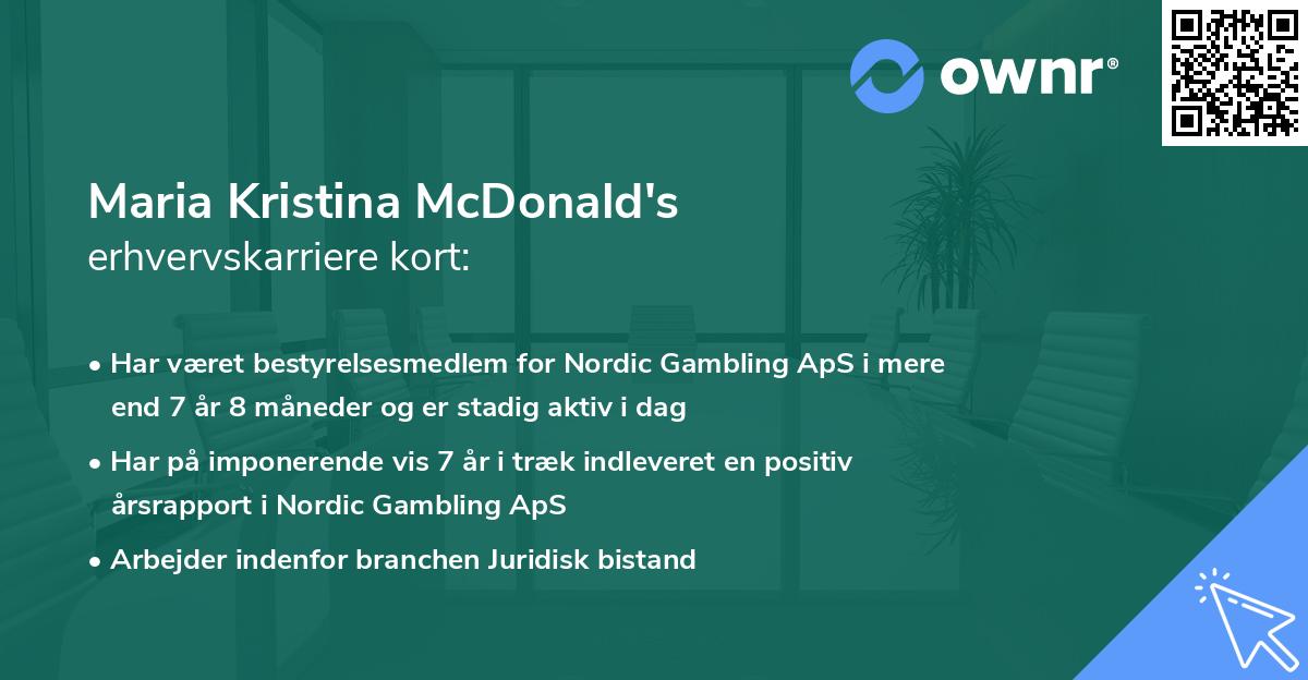 Maria Kristina McDonald's erhvervskarriere kort