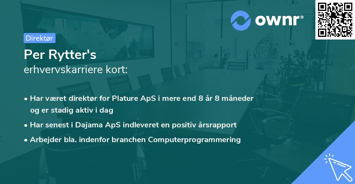 Per Rytter's erhvervskarriere kort