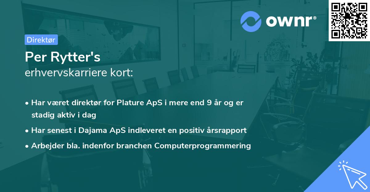Per Rytter's erhvervskarriere kort