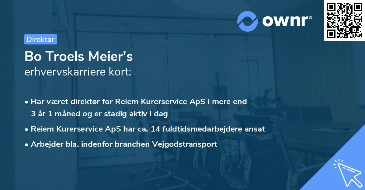 Bo Troels Meier's erhvervskarriere kort