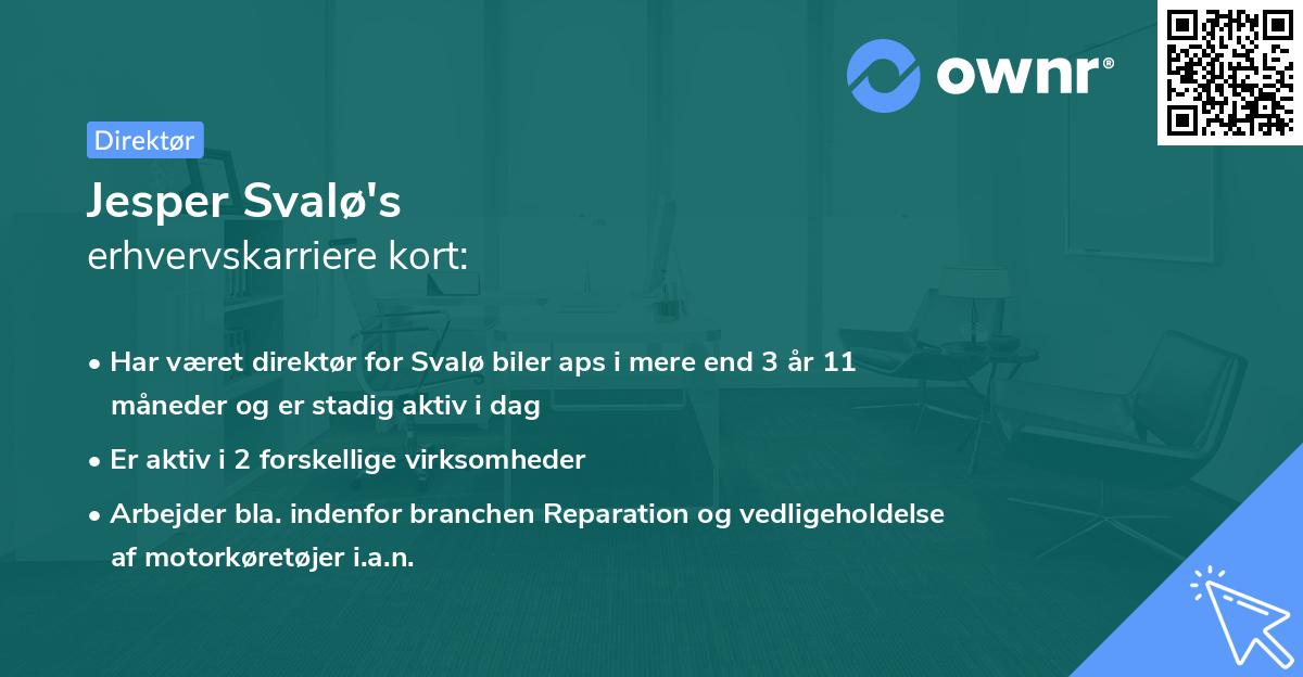 Jesper Svalø's erhvervskarriere kort