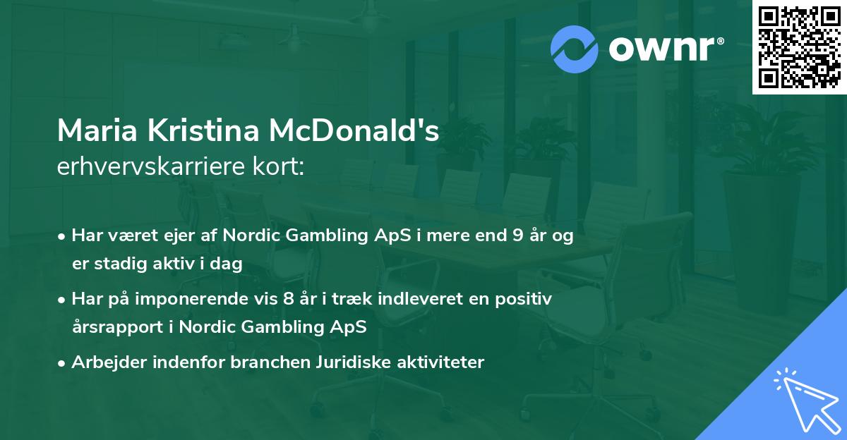 Maria Kristina McDonald's erhvervskarriere kort