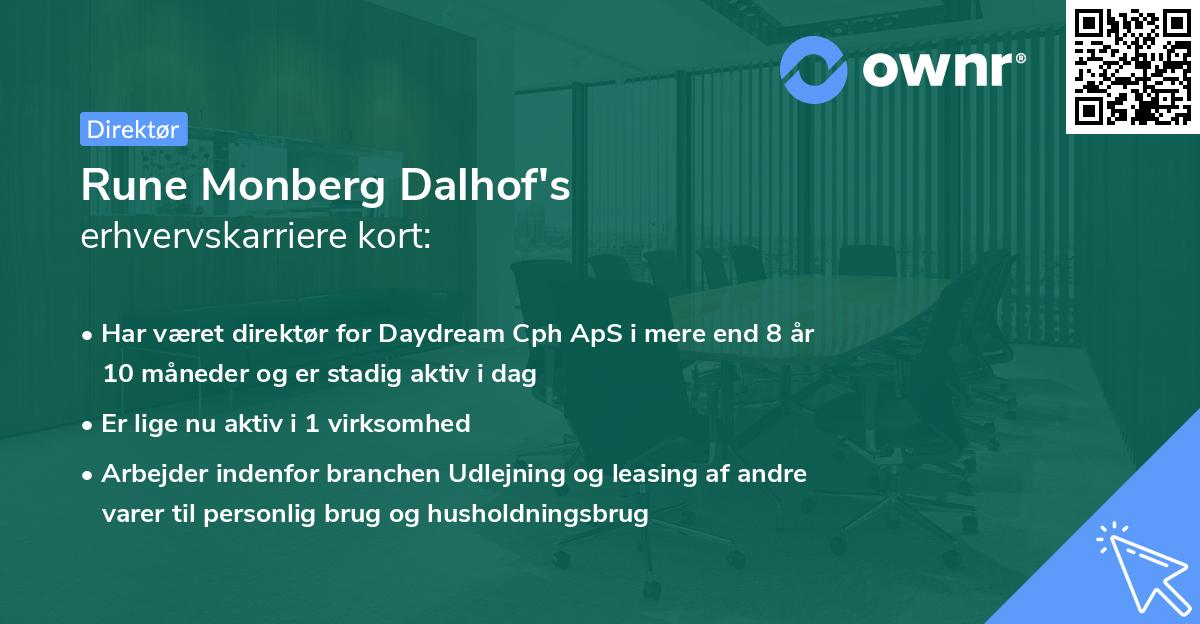 Rune Monberg Dalhof's erhvervskarriere kort