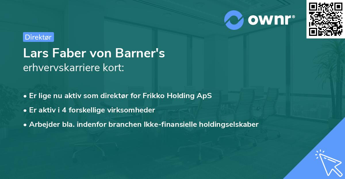 Lars Faber von Barner's erhvervskarriere kort