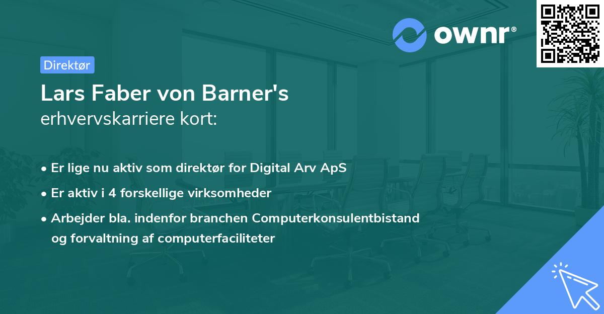 Lars Faber von Barner's erhvervskarriere kort