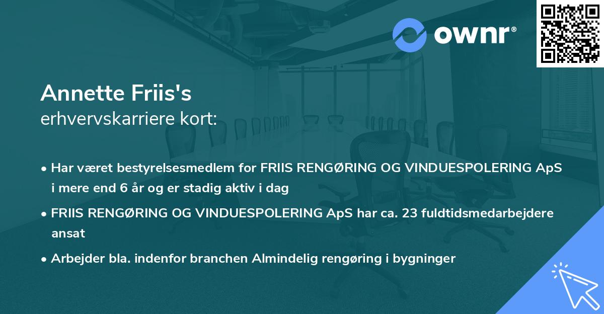 Annette Friis's erhvervskarriere kort