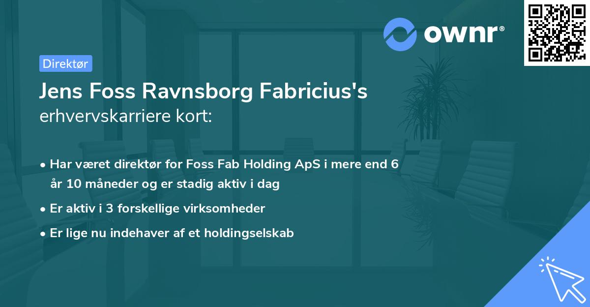 Jens Foss Ravnsborg Fabricius's erhvervskarriere kort