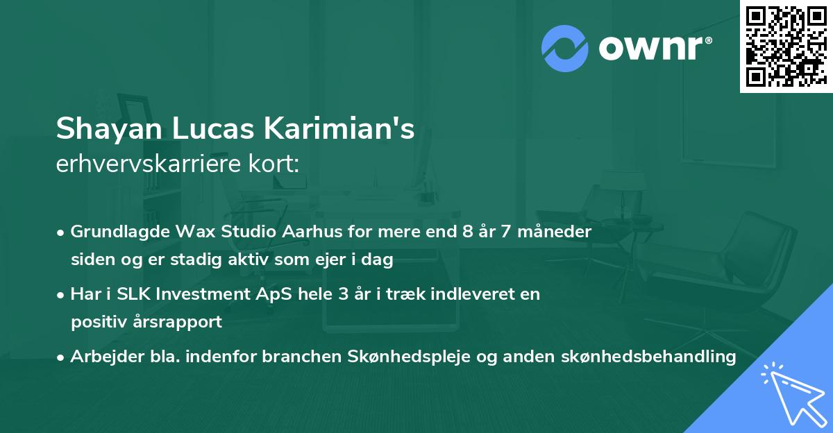 Shayan Lucas Karimian's erhvervskarriere kort