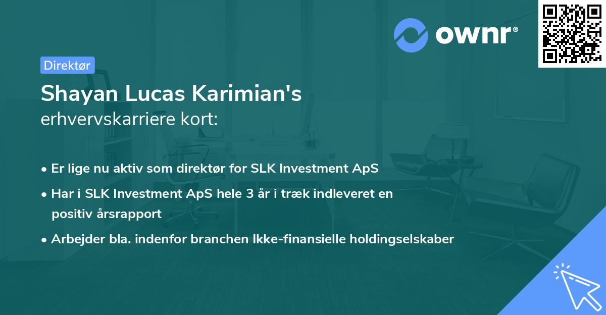 Shayan Lucas Karimian's erhvervskarriere kort