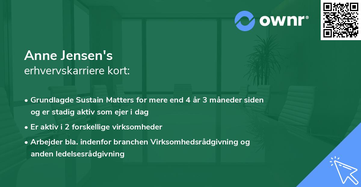 Anne Jensen's erhvervskarriere kort