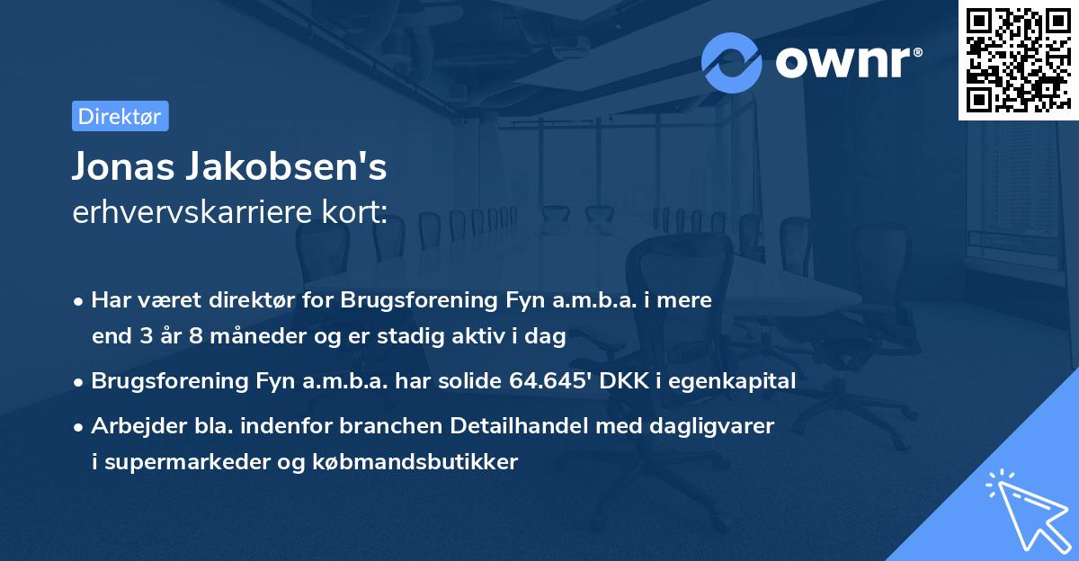 Jonas Jakobsen's erhvervskarriere kort