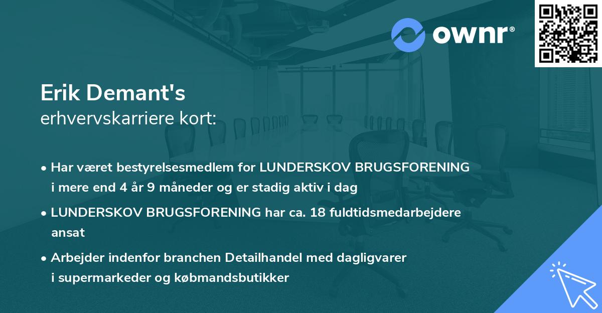 Erik Demant's erhvervskarriere kort