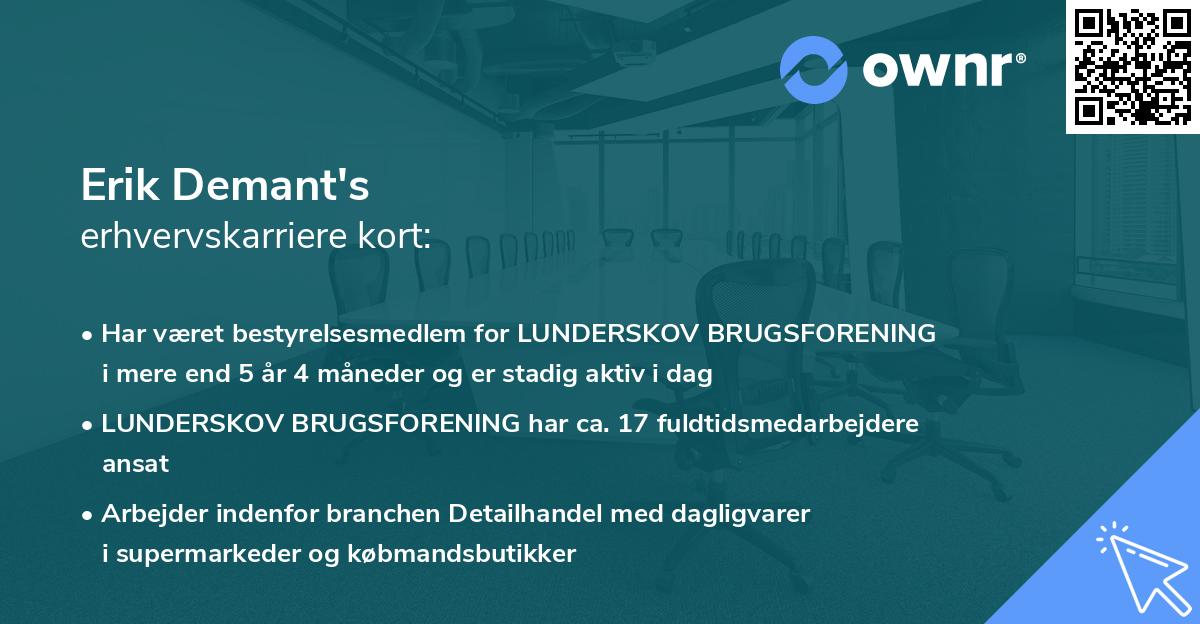 Erik Demant's erhvervskarriere kort