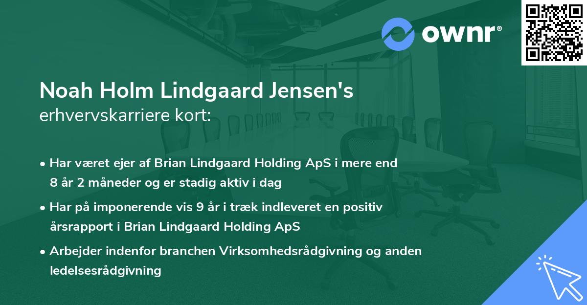 Noah Holm Lindgaard Jensen's erhvervskarriere kort