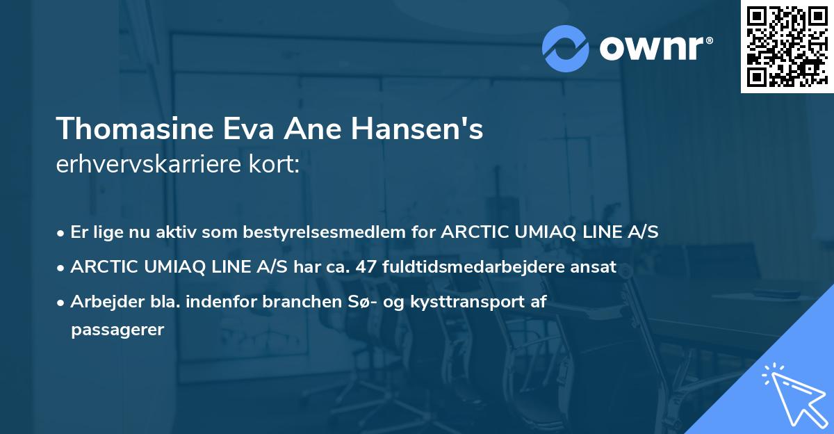 Thomasine Eva Ane Hansen's erhvervskarriere kort
