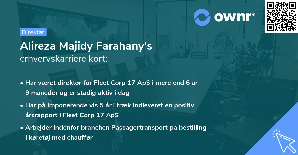 Alireza Majidy Farahany's erhvervskarriere kort