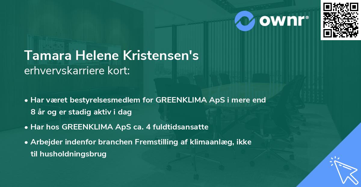 Tamara Helene Kristensen's erhvervskarriere kort