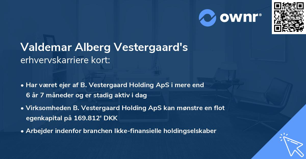 Valdemar Alberg Vestergaard's erhvervskarriere kort