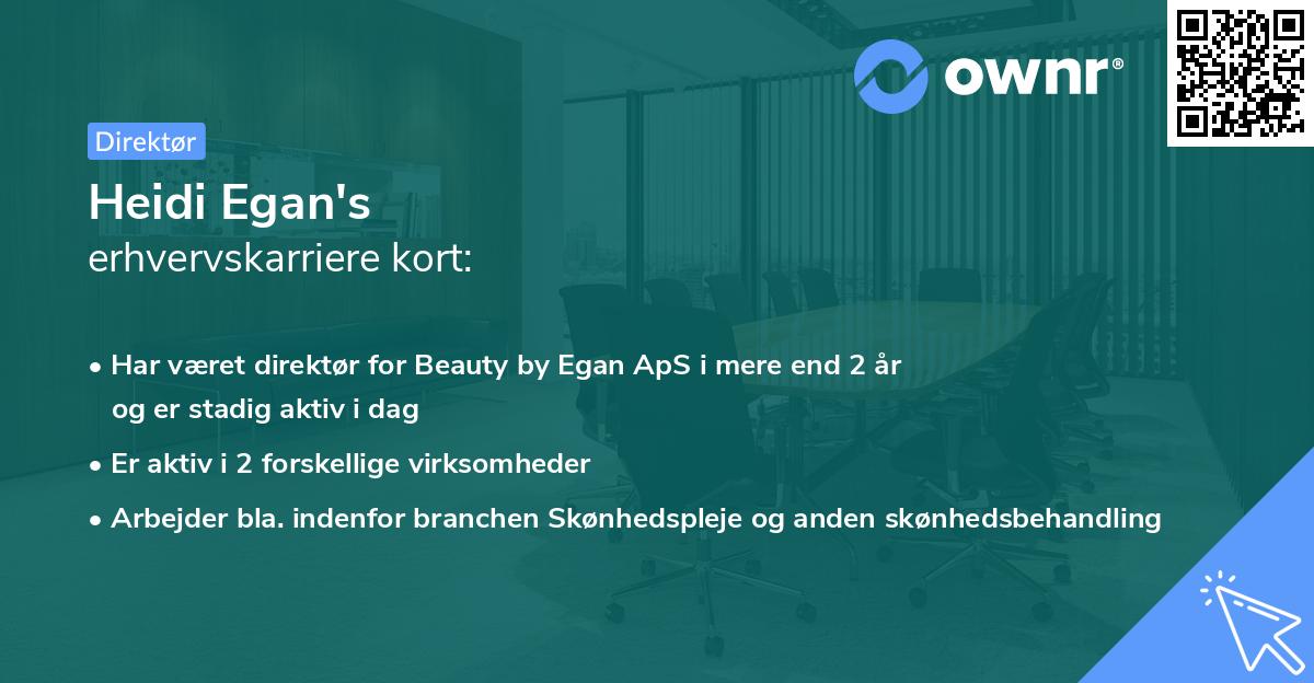 Heidi Egan's erhvervskarriere kort