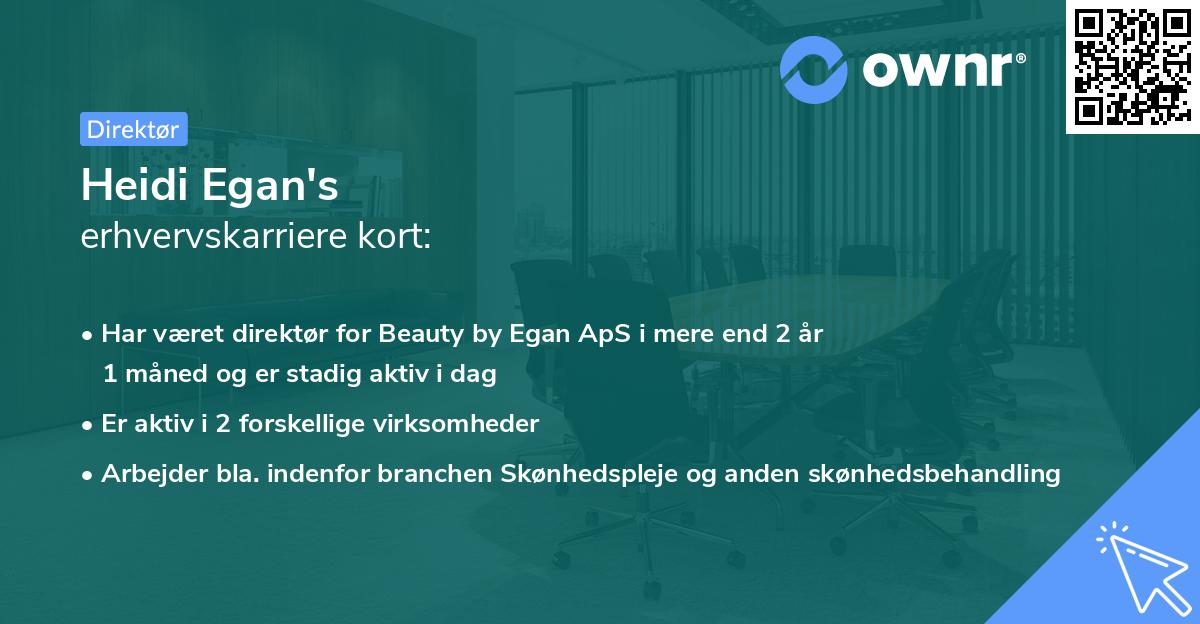 Heidi Egan's erhvervskarriere kort