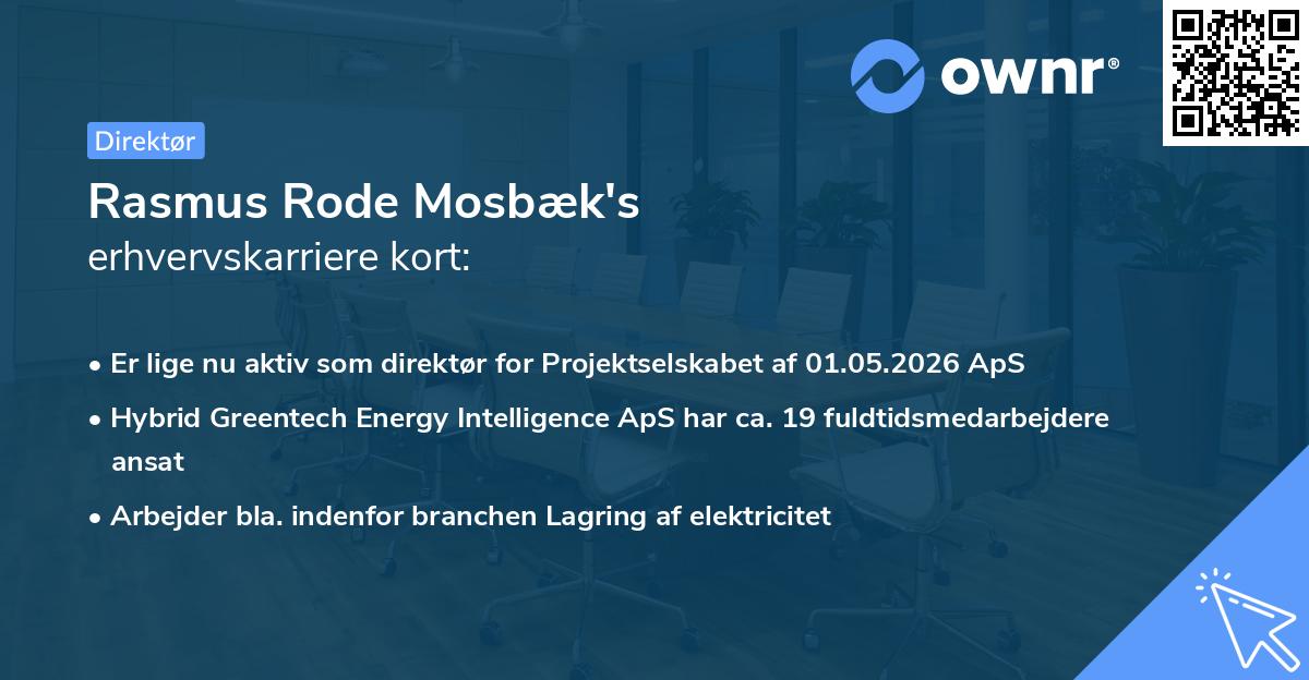 Rasmus Rode Mosbæk's erhvervskarriere kort