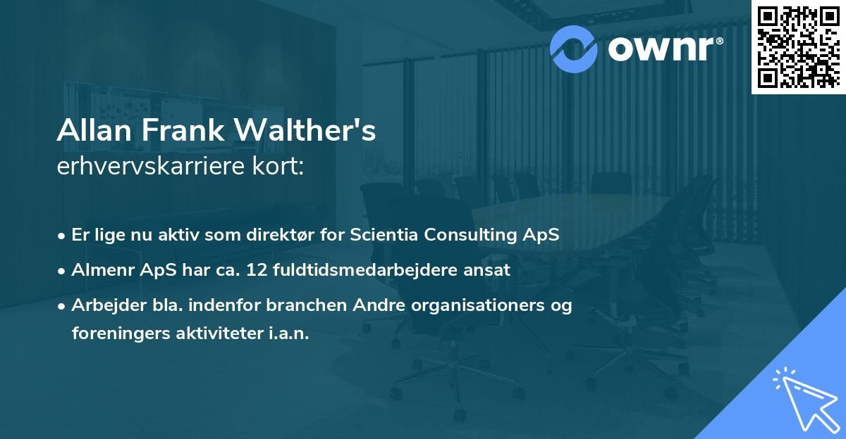 Allan Frank Walther's erhvervskarriere kort