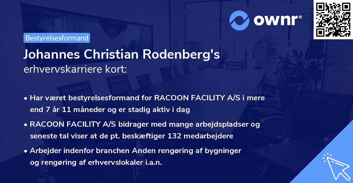Johannes Christian Rodenberg's erhvervskarriere kort