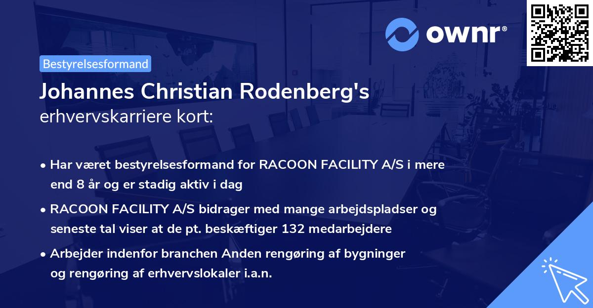 Johannes Christian Rodenberg's erhvervskarriere kort