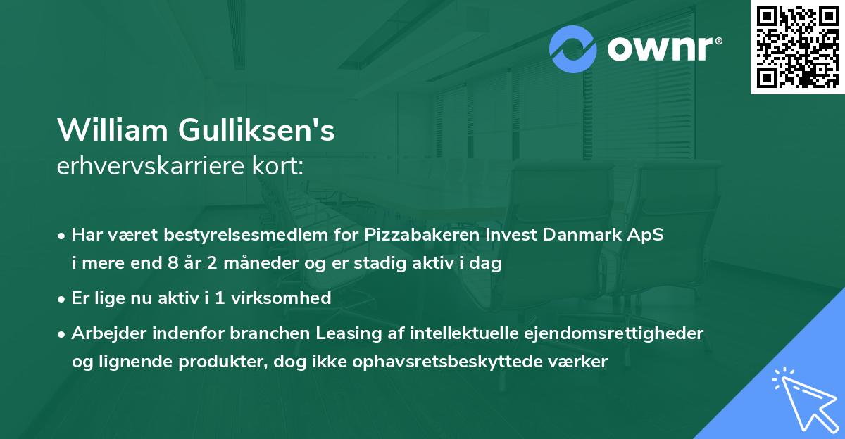 William Gulliksen's erhvervskarriere kort