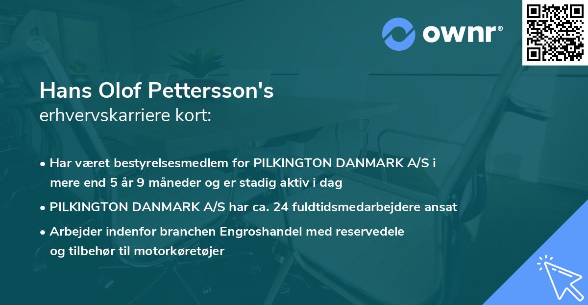 Hans Olof Pettersson's erhvervskarriere kort