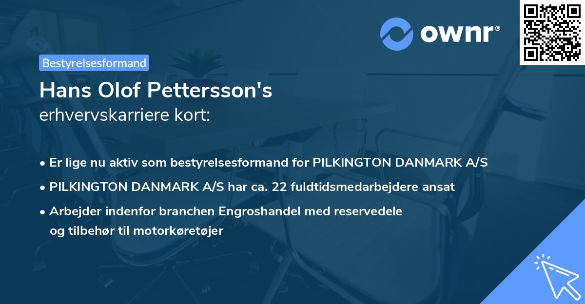Hans Olof Pettersson's erhvervskarriere kort