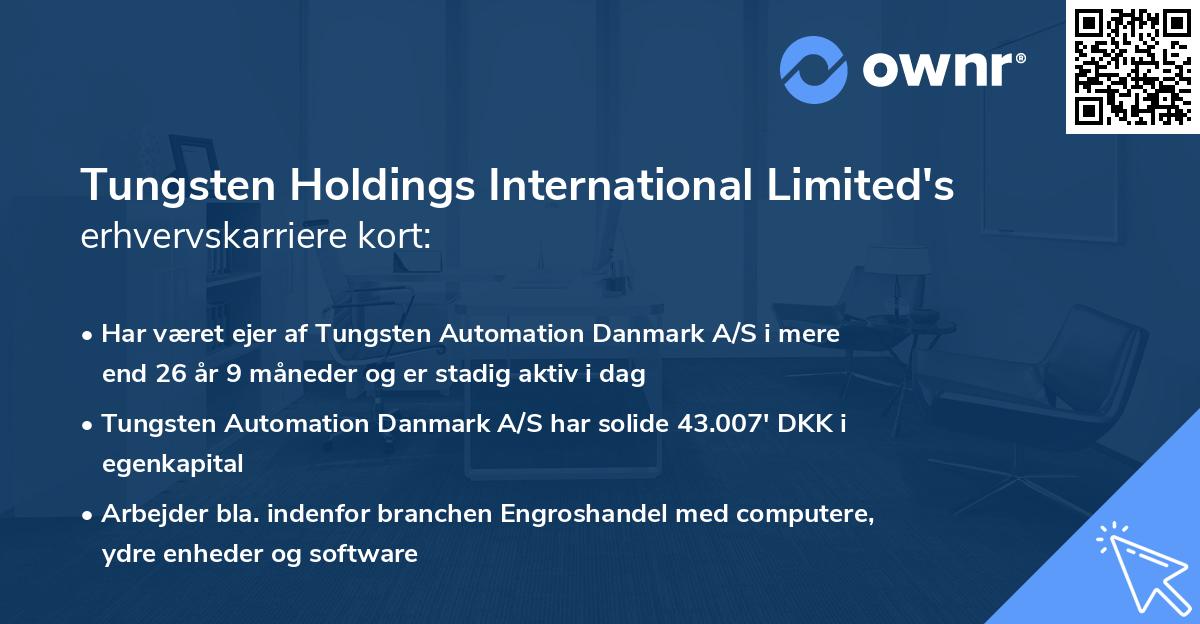 Tungsten Holdings International Limited's erhvervskarriere kort