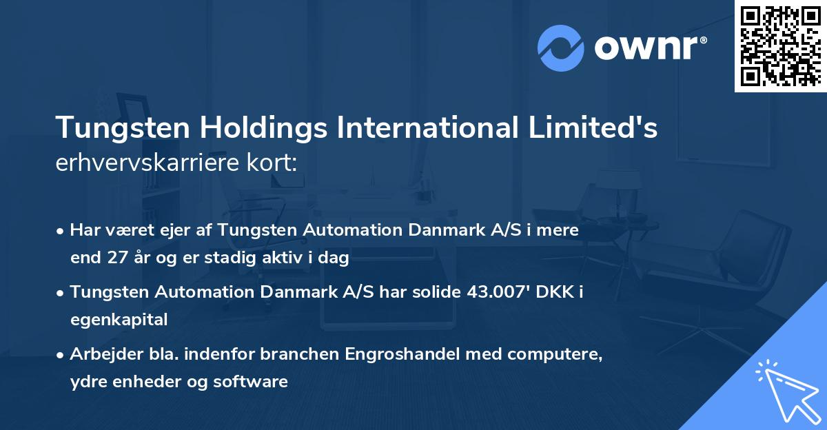 Tungsten Holdings International Limited's erhvervskarriere kort