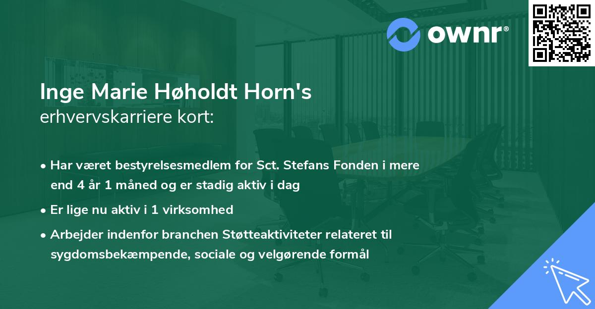 Inge Marie Høholdt Horn's erhvervskarriere kort