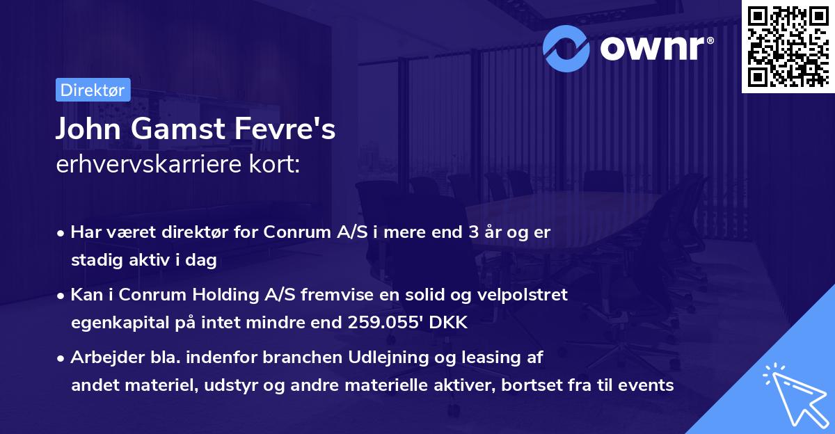 John Gamst Fevre's erhvervskarriere kort